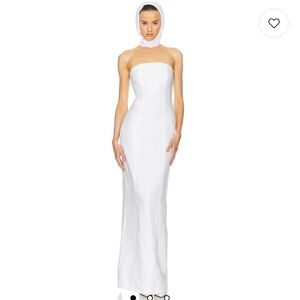 Helsa Linen Strapless Maxi Dress in Natural White Elegant White Strapless Dress